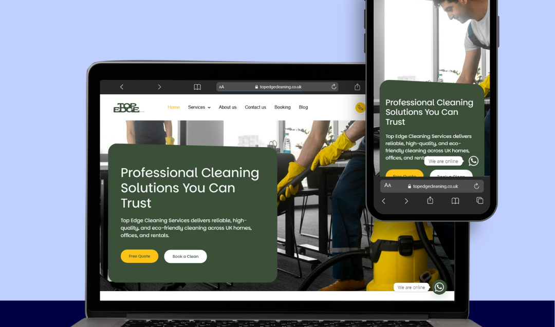 Top Edge Cleaning Website Mockup Top Edge Cleaning Website Mockup