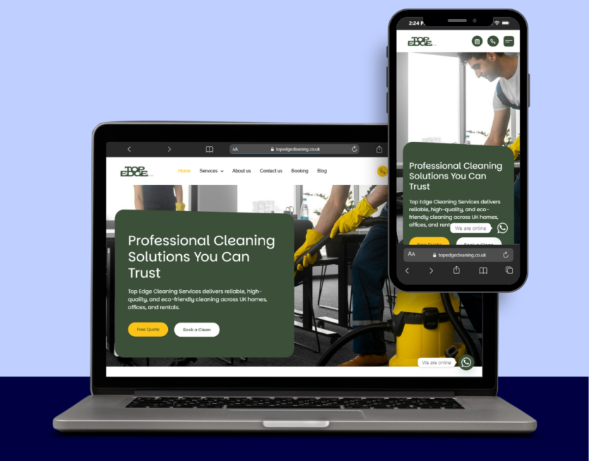 Top Edge Cleaning Website Mockup Top Edge Cleaning Website Mockup